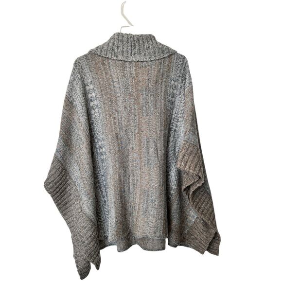 Splendid Snowfall Turtleneck Poncho in Warm Sand Multi Large Y2K - Picture 3 of 9